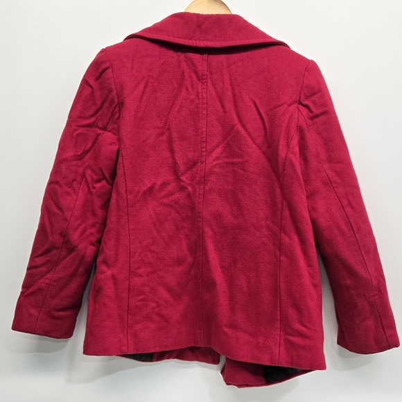 White Mountain Womens Red Button Up Pea Coat - Picture 4 of 6